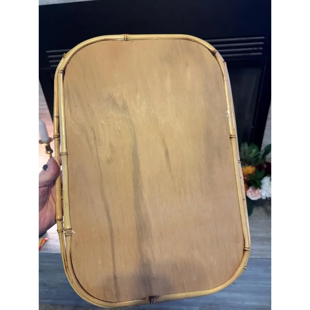Amazing set of MCM bamboo rattan woven trays